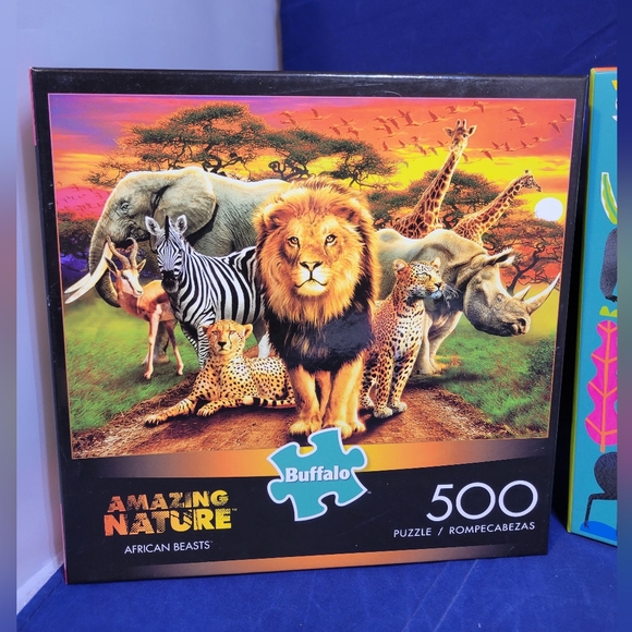 Lot Of 2 Jigsaw Puzzles 500 PC Rainforest (Mudpuppy) & African Animals (Buffalo) - Picture 4 of 11